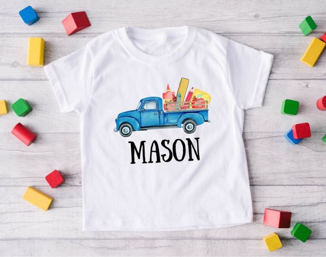 Personalized back to school Truck Shirt, First Day Of School Boys T Shirt